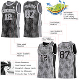 Custom Black Gray-White Side Panel Stripe Sun Flame Reversible Double Side Sublimation Basketball Set Jersey