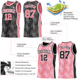 Custom Black Medium Pink-White Side Panel Stripe Sun Flame Reversible Double Side Sublimation Basketball Set Jersey