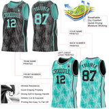 Custom Black-Ice Blue Side Panel Stripe Sun Flame Reversible Double Side Sublimation Basketball Set Jersey