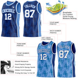 Custom Royal White-Light Blue Side Panel Stripe Sun Flame Reversible Double Side Sublimation Basketball Set Jersey