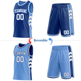 Custom Royal White-Light Blue Side Panel Geometric Chevron Reversible Double Side Sublimation Basketball Set Jersey