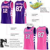 Custom Purple White-Pink Side Panel Geometric Chevron Reversible Double Side Sublimation Basketball Set Jersey