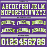 Custom Purple White-Neon Green Side Panel Geometric Chevron Reversible Double Side Sublimation Basketball Set Jersey