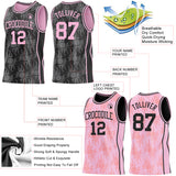 Custom Black-Light Pink Side Panel Stripe Sun Flame Reversible Double Side Sublimation Basketball Set Jersey