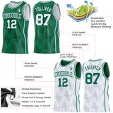 Custom Kelly Green-White Side Panel Stripe Sun Flame Reversible Double Side Sublimation Basketball Set Jersey