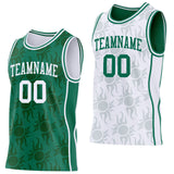Custom Kelly Green-White Side Panel Stripe Sun Flame Reversible Double Side Sublimation Basketball Set Jersey