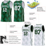 Custom Green-White Side Panel Stripe Sun Flame Reversible Double Side Sublimation Basketball Set Jersey