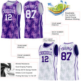 Custom Purple-White Side Panel Stripe Sun Flame Reversible Double Side Sublimation Basketball Set Jersey