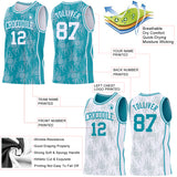 Custom Teal-White Side Panel Stripe Sun Flame Reversible Double Side Sublimation Basketball Set Jersey