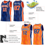 Custom Royal Orange-White Side Panel Stripe Sun Flame Reversible Double Side Sublimation Basketball Set Jersey