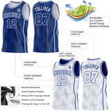 Custom Royal-White Side Panel Stripe Sun Flame Reversible Double Side Sublimation Basketball Set Jersey