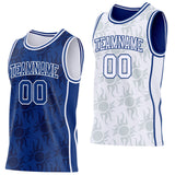 Custom Royal-White Side Panel Stripe Sun Flame Reversible Double Side Sublimation Basketball Set Jersey