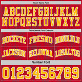 Custom Red Gold-White Side Panel Stripe Sun Flame Reversible Double Side Sublimation Basketball Set Jersey