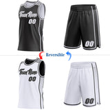 Custom Black White-Gray Side Panel Stripe Geometric Triangle Gradient Dot Reversible Double Side Sublimation Basketball Set Jersey