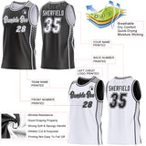 Custom Black White-Gray Side Panel Stripe Geometric Triangle Gradient Dot Reversible Double Side Sublimation Basketball Set Jersey