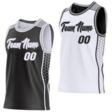Custom Black White-Gray Side Panel Stripe Geometric Triangle Gradient Dot Reversible Double Side Sublimation Basketball Set Jersey