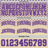 Custom Purple-Cream Side Panel Stripe Gradient Geometric Honeycomb Reversible Double Side Sublimation Basketball Set Jersey