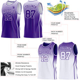Custom Purple-White Side Panel Stripe Gradient Geometric Honeycomb Reversible Double Side Sublimation Basketball Set Jersey