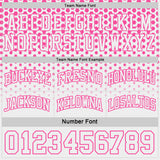 Custom Pink-White Side Panel Stripe Gradient Geometric Honeycomb Reversible Double Side Sublimation Basketball Set Jersey