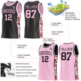 Custom Black Light Pink-White Digital Camo Side Panel Stripe Reversible Double Side Sublimation Basketball Set Jersey