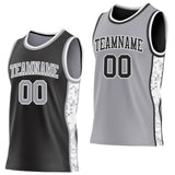Custom Black Gray-White Arctic Camo Side Panel Stripe Reversible Double Side Sublimation Basketball Set Jersey