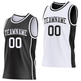 Custom Black-White Mamba Snakeskin Side Panel Stripe Reversible Double Side Sublimation Basketball Set Jersey