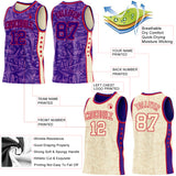 Custom Purple Red-Cream Side Panel Stripe Stars Geometric Shatter Starburst Reversible Double Side Sublimation Basketball Set Jersey