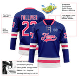 Custom Royal Neon Pink-White Hockey Lace Neck Jersey