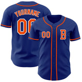 Custom Royal Orange-White Authentic Baseball Jersey