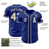 Custom Royal Cream Authentic Baseball Jersey