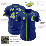 Custom Royal Neon Green-White Authentic Baseball Jersey