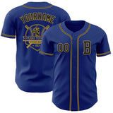 Custom Royal Black-Old Gold Authentic Baseball Jersey