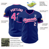 Custom Royal Pink-White Authentic Baseball Jersey