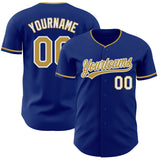 Custom Royal Old Gold-White Authentic Baseball Jersey