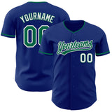 Custom Royal Kelly Green-White Authentic Baseball Jersey