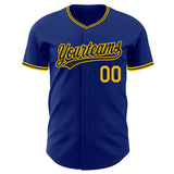 Custom Royal Black-Yellow Authentic Baseball Jersey