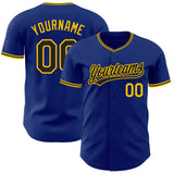 Custom Royal Black-Yellow Authentic Baseball Jersey