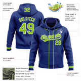 Custom Stitched Royal Neon Green-White Baseball Pullover Sweatshirt Hoodie