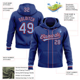 Custom Stitched Royal Light Blue-Red Baseball Pullover Sweatshirt Hoodie