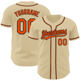 Custom Sand Orange-Black Authentic Baseball Jersey