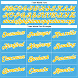 Custom Sky Blue Yellow-White Performance T-Shirt