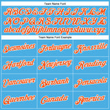 Custom Sky Blue Orange-White Performance T-Shirt