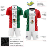 Custom Kelly Green White Red-Black Sublimation Mexican Flag Soccer Uniform Jersey