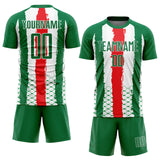 Custom Kelly Green Red-White Sublimation Mexico Soccer Uniform Jersey