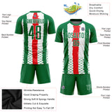 Custom Kelly Green Red-White Sublimation Mexico Soccer Uniform Jersey