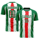 Custom Kelly Green Red-White Sublimation Mexico Soccer Uniform Jersey