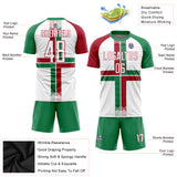 Custom White Kelly Green-Crimson Sublimation Mexico Soccer Uniform Jersey