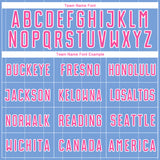 Custom Light Blue Pink-White Pinstripe Sublimation Soccer Uniform Jersey