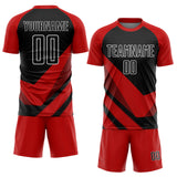 Custom Red Black-White Arrow Shapes Sublimation Soccer Uniform Jersey
