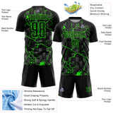 Custom Black Neon Green Lightning Sublimation Soccer Uniform Jersey